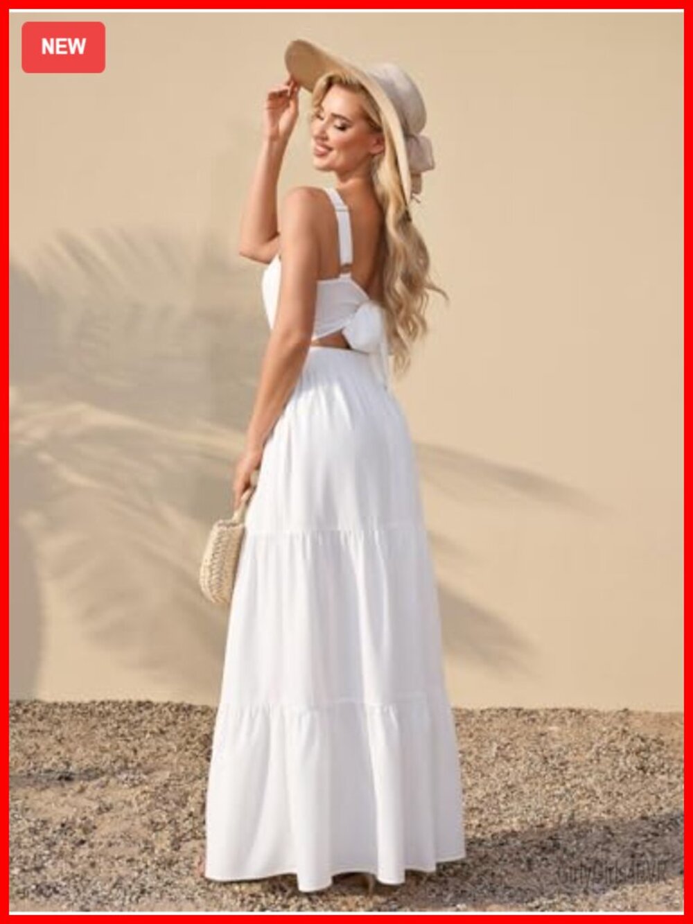 Floral Maxi Sundress Square Neck Bow Tie Back Sleeveless A-Line - Picture 4 of 5